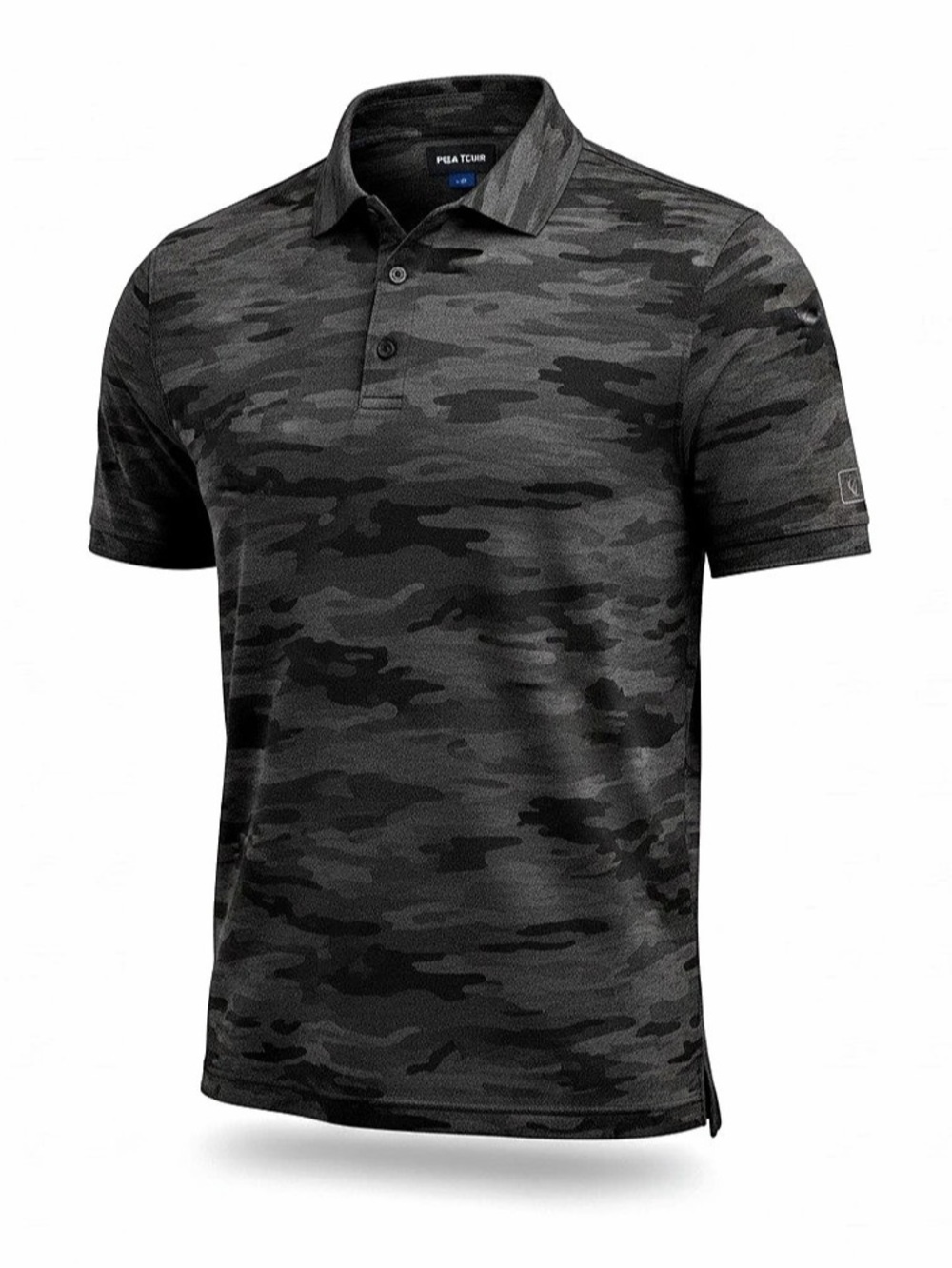PGA TOUR Men's Performance Camo Golf Polo Shirt Camo Polo in Black & Gray XXL